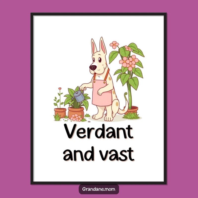 Funny Grand Dane Gardener Digital Art Print: Instant Giant Plant Decor - A Perfect Funny Gift!