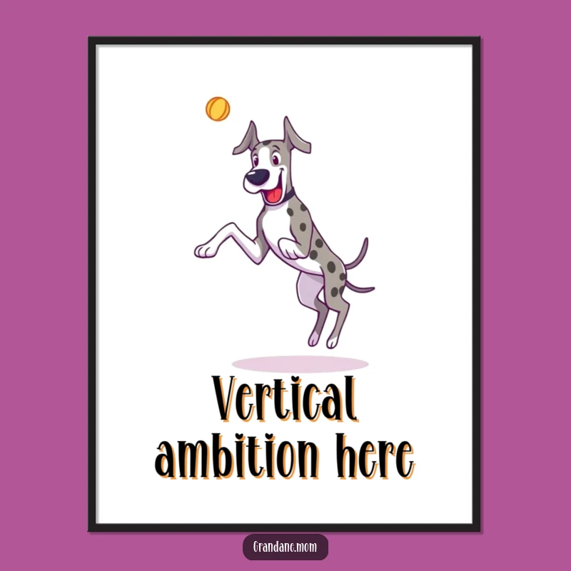Funny Great Dane Digital Art: Leaping Dog Toy Catcher Print