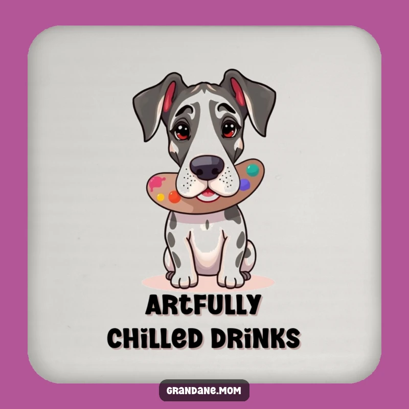 Funny Great Dane Artist Coaster Set: Protect Surfaces From Paint, Perfect Gift