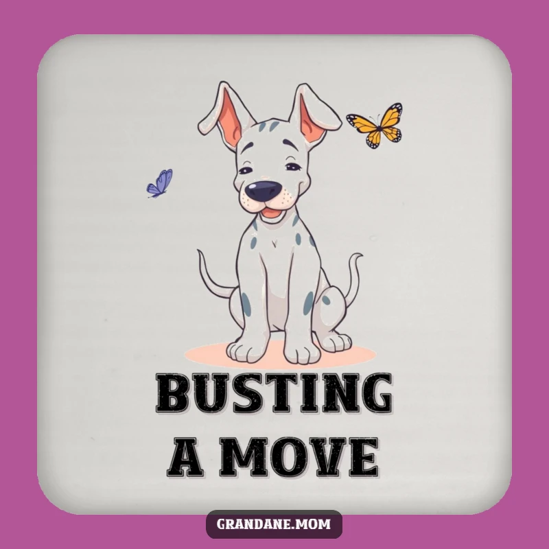 Funny Grand Dane Butterfly Coaster: Protect Surfaces with a Dancing Dog, Great Funny Gift