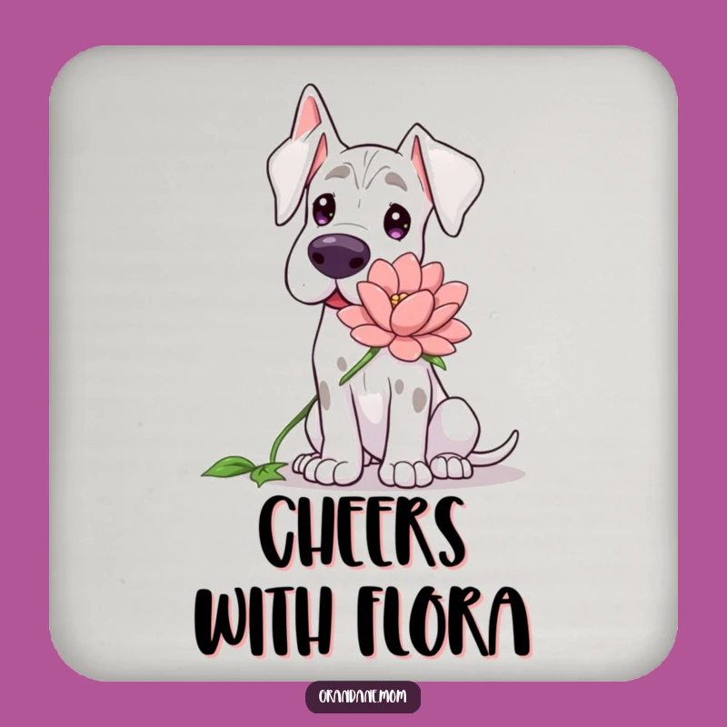 Funny Grand Dane Flower Coaster: Protect Surfaces with a Gentle Dog, Great Funny Gift