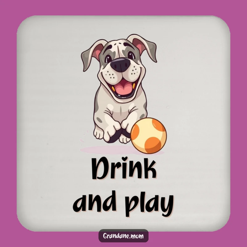 Energetic Funny Grand Dane Coaster: Chasing Ball Protection for Your Surfaces