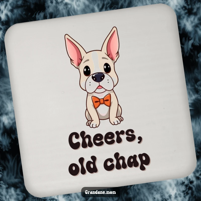 Funny Distinguished Dane Coaster: A distinguished Grand Dane with an elegant bow tie, ready to protect surfaces.