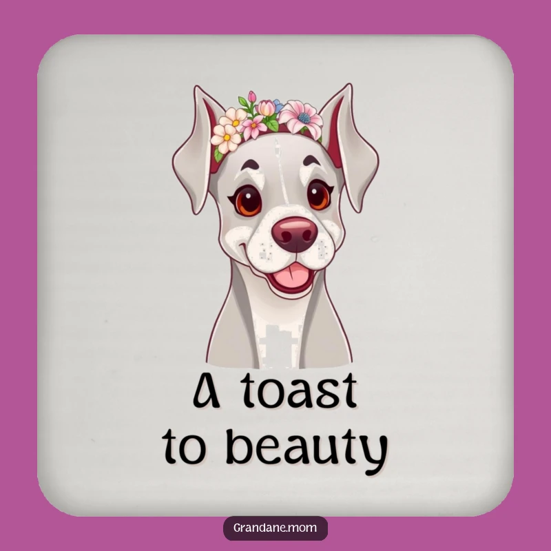 Funny Grand Dane Coaster: Floral Dog Protector, Unique Gift