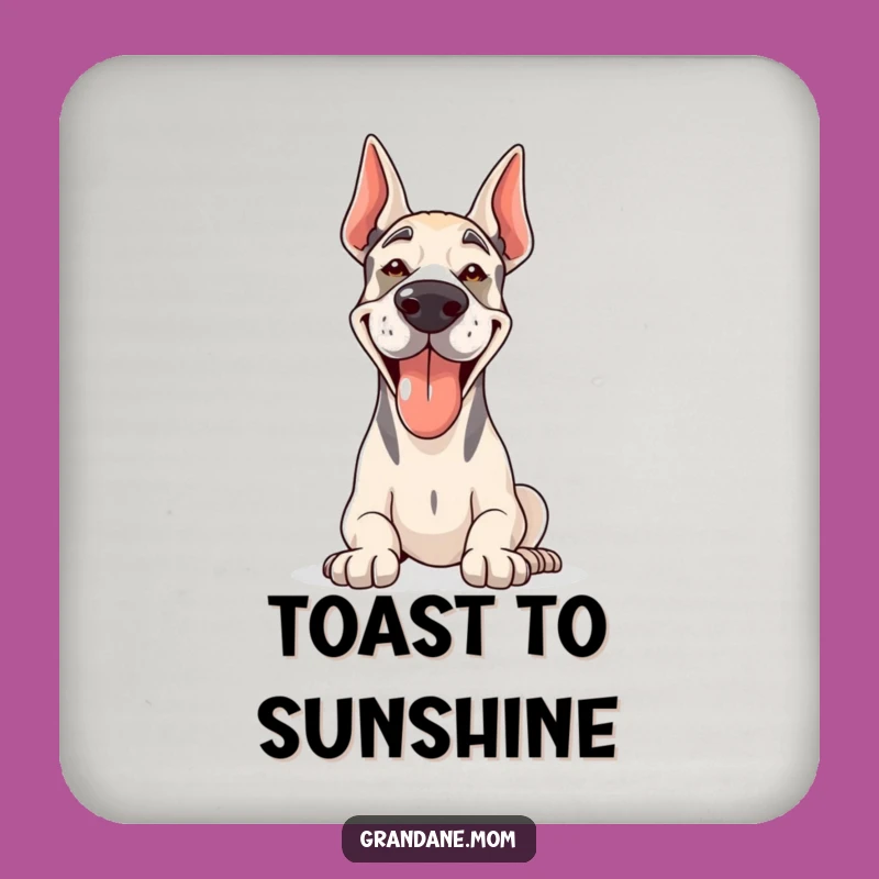 Funny Grand Dane Coasters (Set of 4): Happy Panting Dog Sun Fun