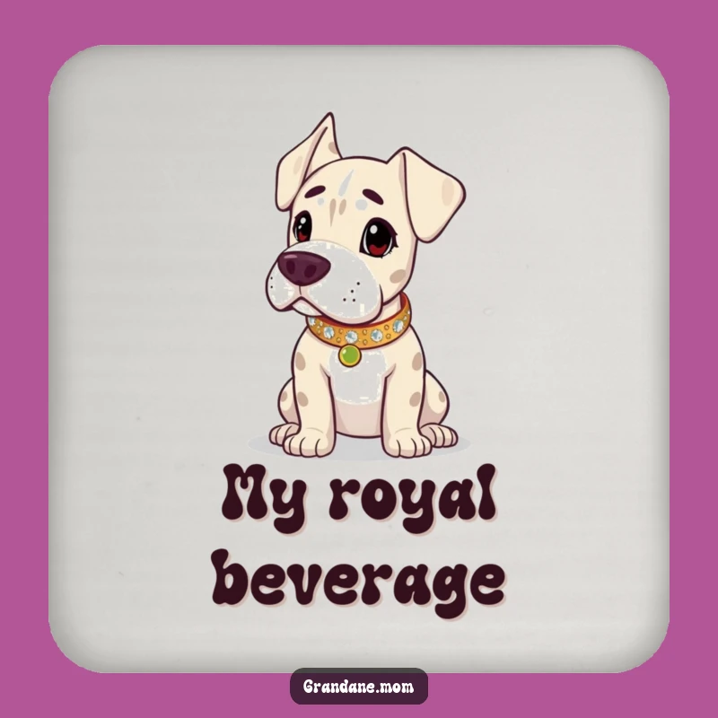 Funny Grand Dane Sparkling Collar Drink Coaster - Royal Protection for Tables