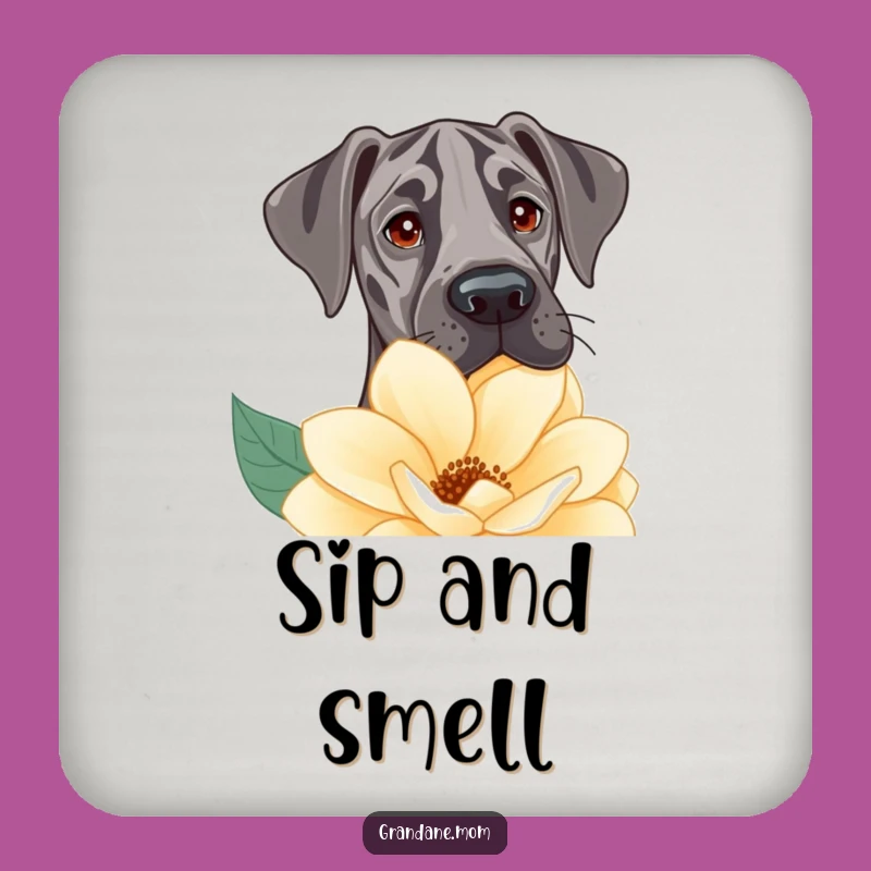Funny Great Dane Flower Peek Coaster: Protect Surfaces with Gentle Humor