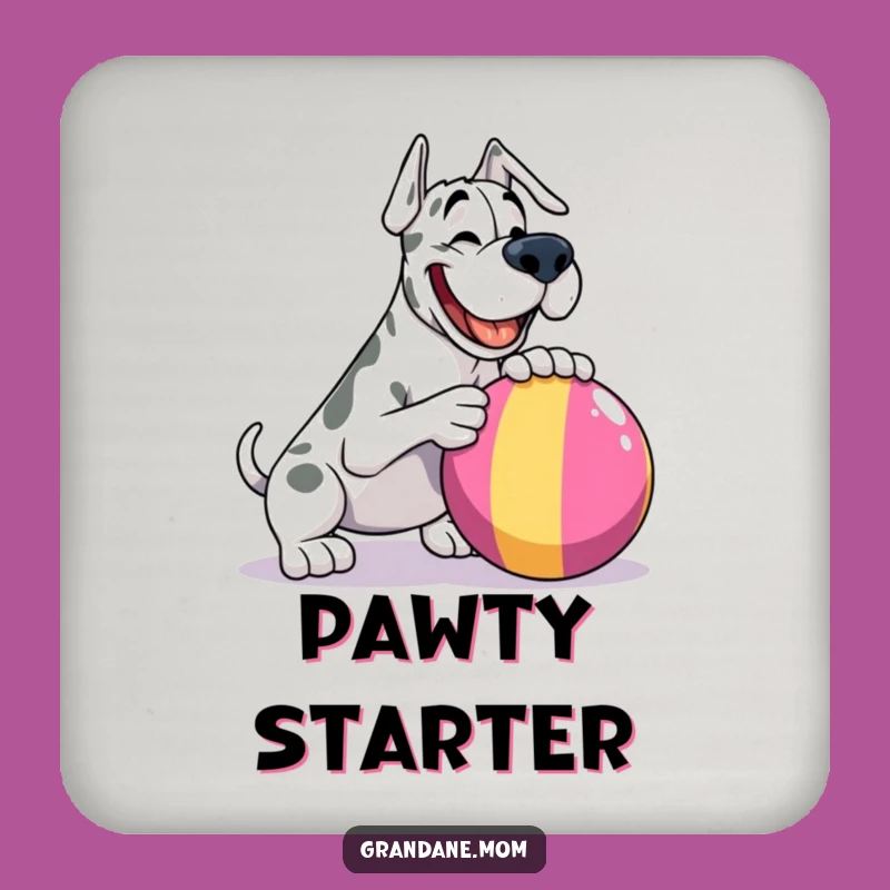 Funny Grand Dane Ball Nudge Coaster Set: Protective and Humorous Decor