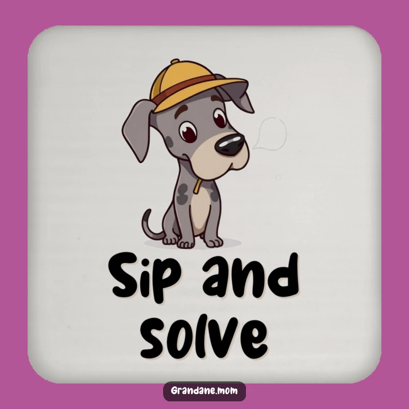 Funny Great Dane Detective Coaster Set: Protect Surfaces, Perfect Gift for Dog Fans