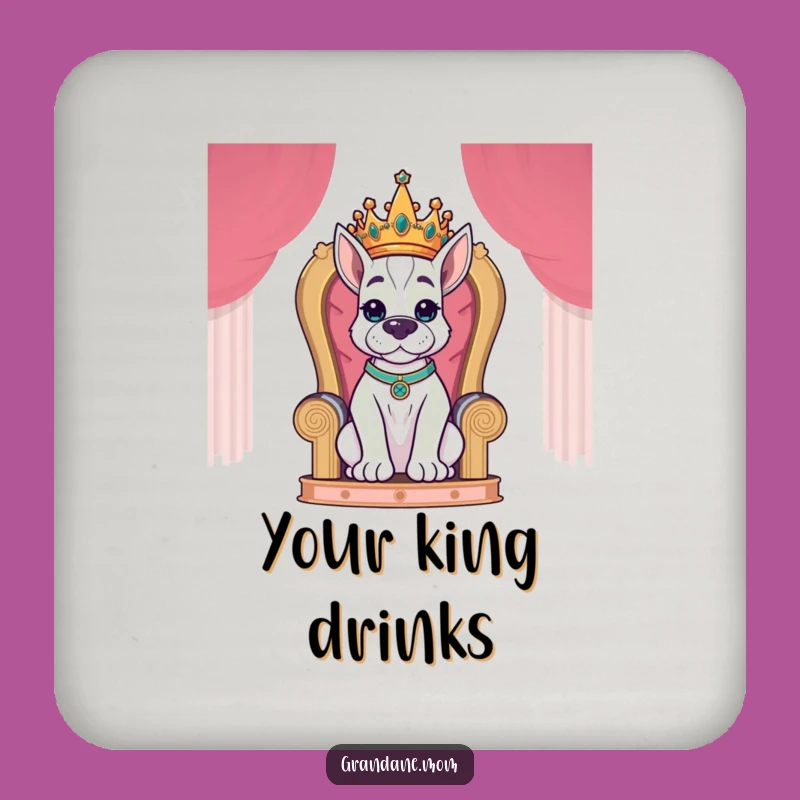 Funny Grand Dane King Coaster: Protect Surfaces with Royal Style - A Great Funny Gift!