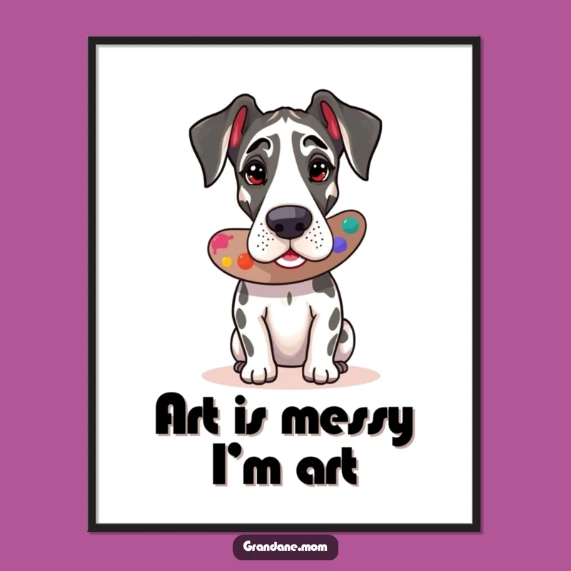 Funny Great Dane Artist Poster: Vibrant Pup Art, a Perfect Gift for Art Lovers