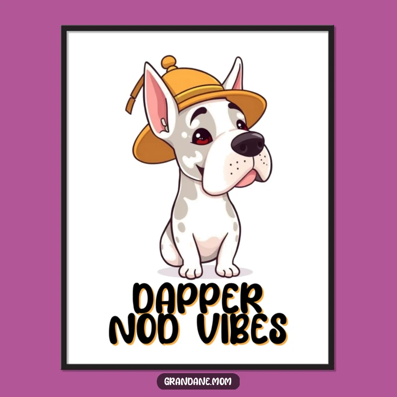 Artistic Funny Whimsical Grand Dane Hat Poster - Quirky Wall Art Gift