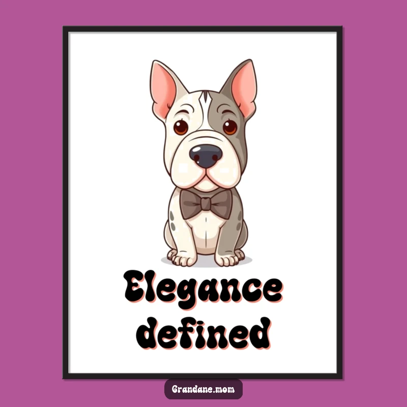 Elegant Funny Distinguished Grand Dane Bow Tie Poster - Humorous Wall Art Gift