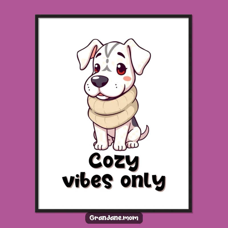 Funny Cozy Grand Dane Poster: Warm Wall Art & Dog Lover Gift Idea