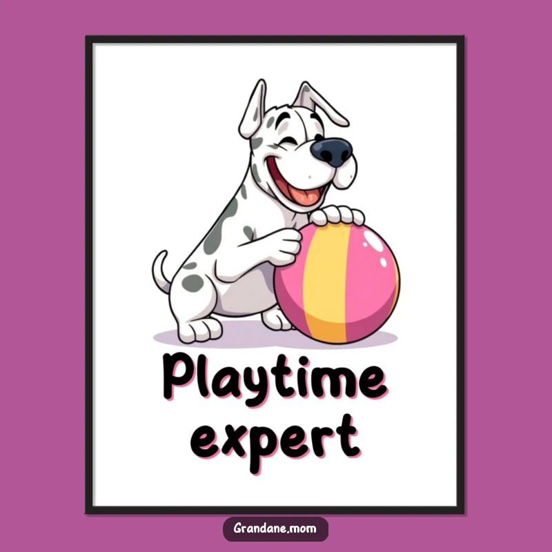 Funny Grand Dane Ball Nudge Poster: Joyful Dog Art for Wall Decor