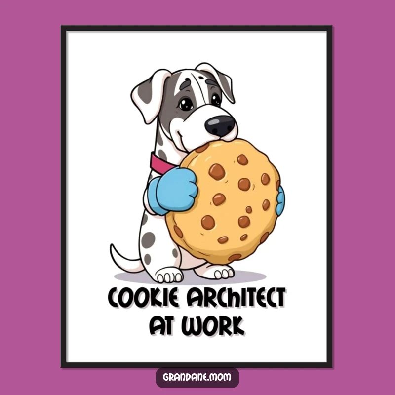 Funny Grand Dane Oven Mitts Cookie Poster - Hilarious Dog Art for Walls