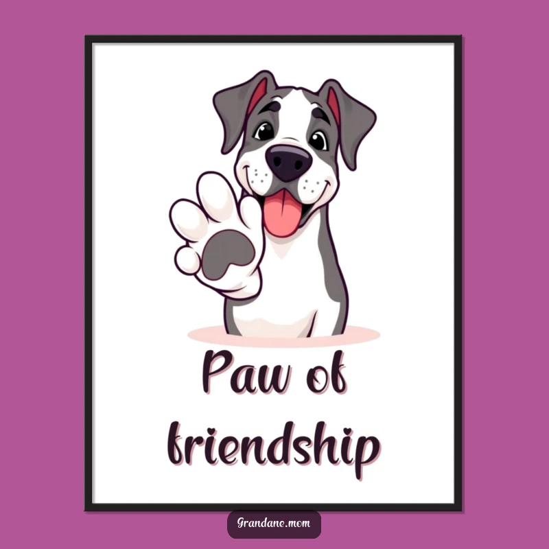 Funny Grand Dane Paw Hello Poster: Welcoming Wall Art for Dog Lovers