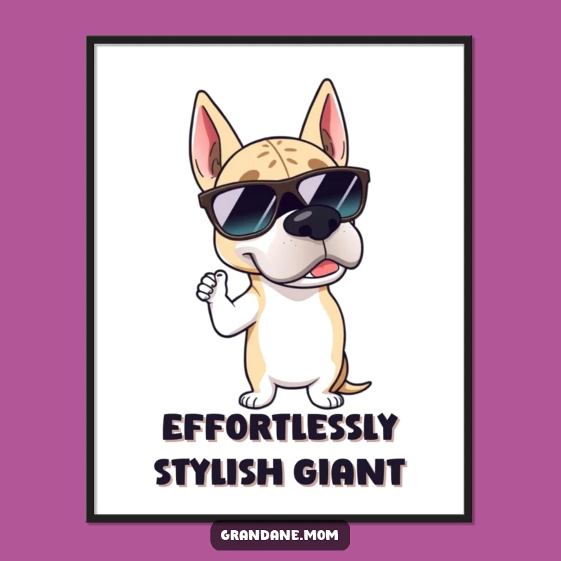 Funny Grand Dane Sunglasses Poster: Suave Canine Cool Art - Perfect Wall Decor for Dog Fans