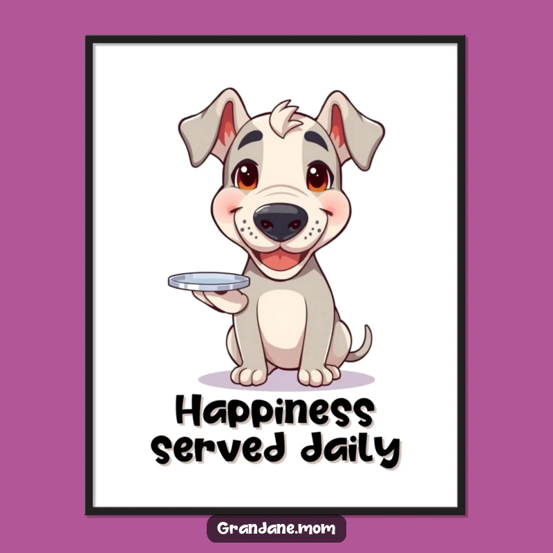 Funny Grand Dane Tray Poster: Happy Dog Art, Cheerful Wall Decor Gift