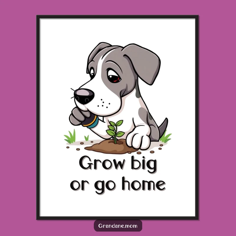 Funny Great Dane Gardener Poster: A Giant's Gentle Touch, Charming Funny Gift Art