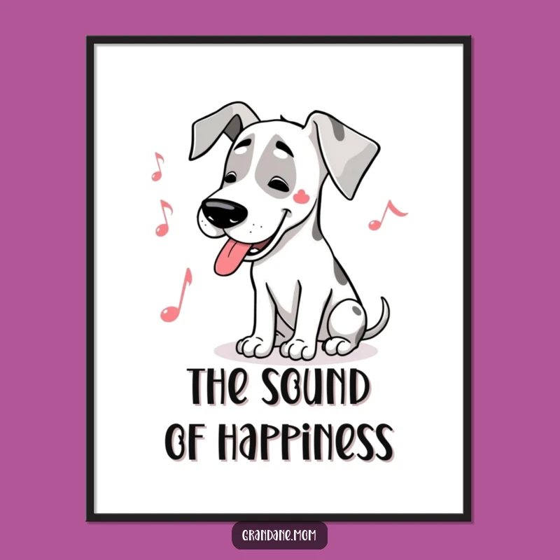 Funny Great Dane Musician Poster: A Hound's Harmonious Hum, Charming Funny Gift Art