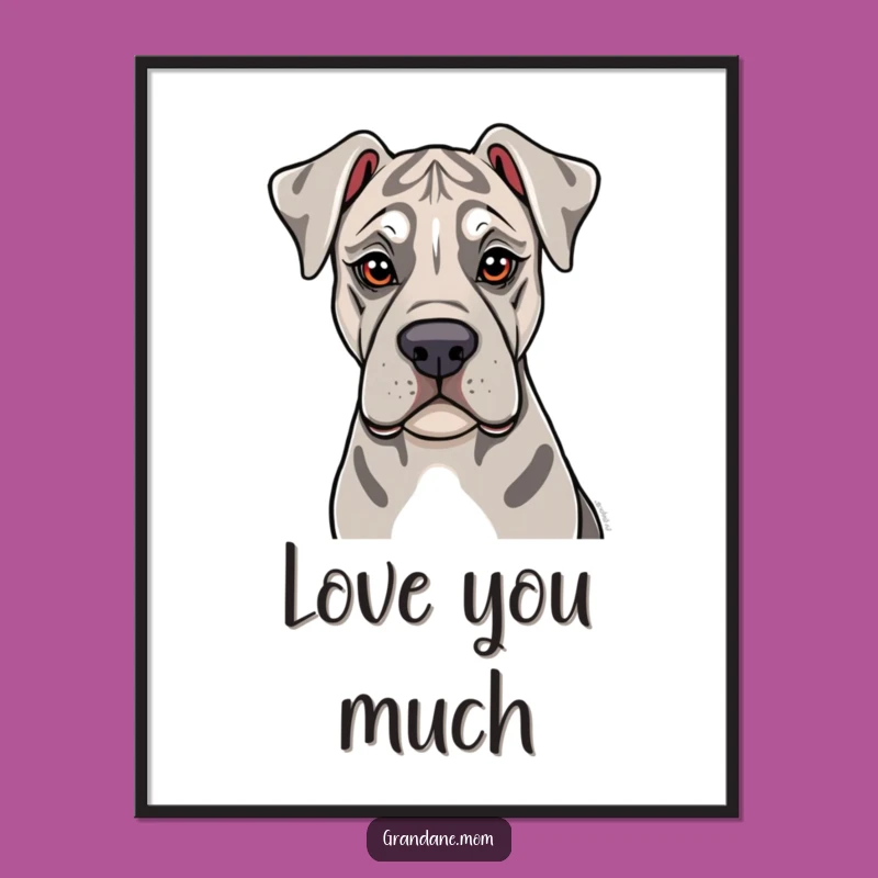 Funny Soulful Grand Dane Poster: Gentle Lick Wall Art - Heartwarming Dog Decor