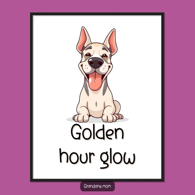 Grand Dane Sunshine Poster: Funny Panting Dog Art, Cheerful Wall Decor Gift