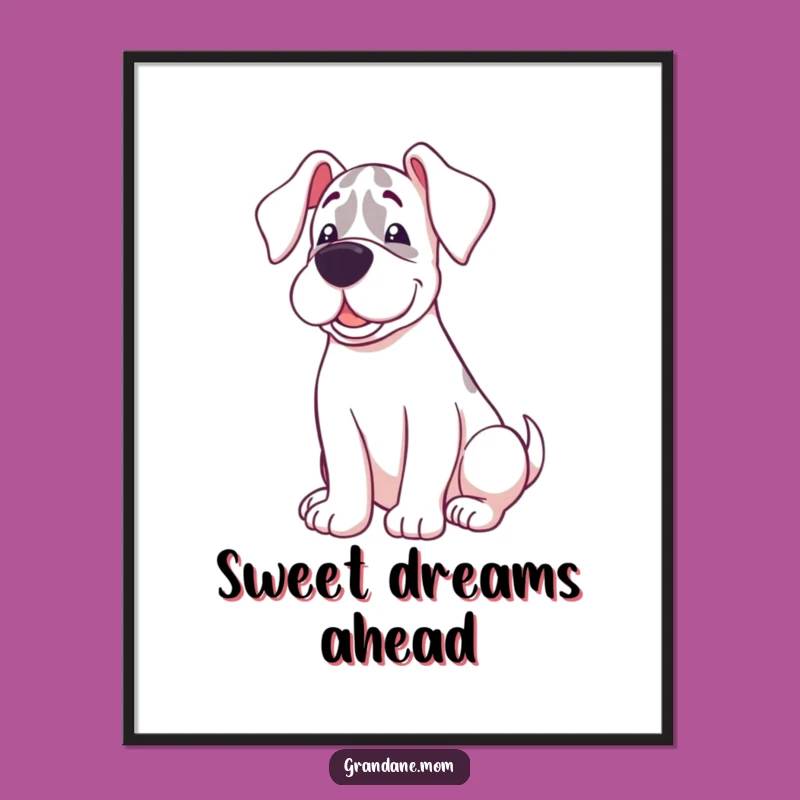 Peaceful Funny Sweet Grand Dane Happy Curl Poster - Cozy Wall Art Gift