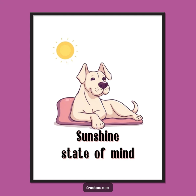 Funny Grand Dane Art Print: Sun Stretch Serenity, Charming Funny Gift for Walls
