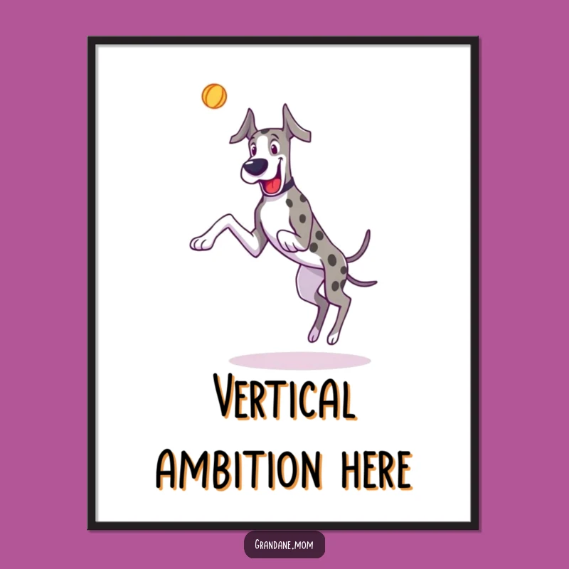 Great Dane Playtime Poster: Funny Leaping Dog Art, Energetic Wall Decor