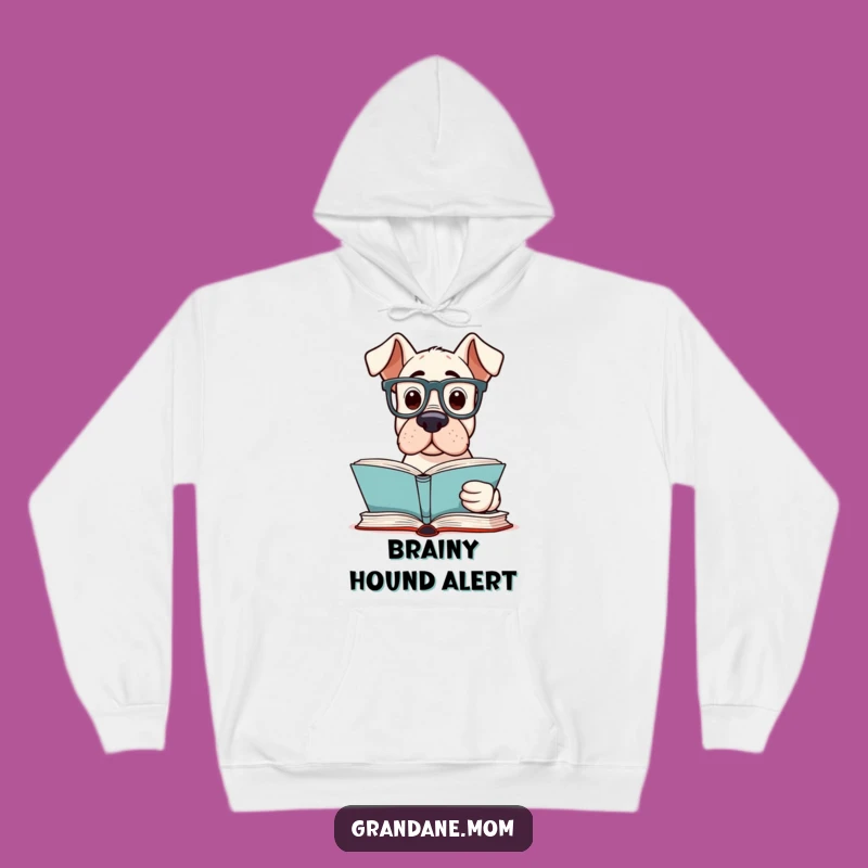 Funny Grand Dane Reader Hoodie: Cozy Intellectual Canine Comfort - A Perfect Funny Gift!