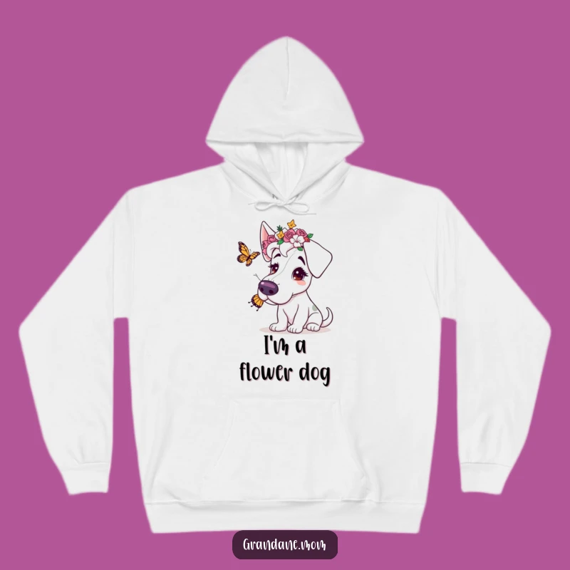 Cozy Funny Grand Dane Flower Crown Hoodie: Warmth Meets Gentle Elegance