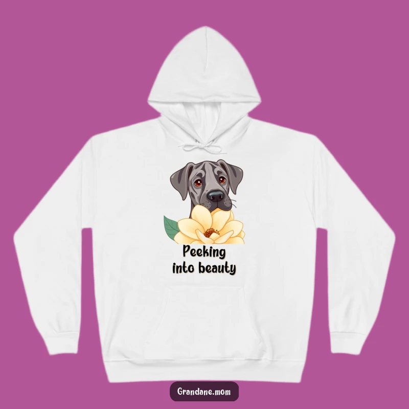 Cozy Funny Great Dane Flower Peek Hoodie: Warmth & Whimsy for Dog Fans