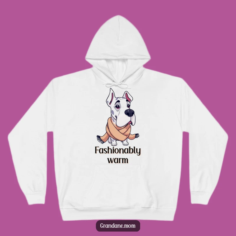 Cozy Funny Grand Dane Hoodie: Fashionable Scarf, Chic Dog Lover Gift