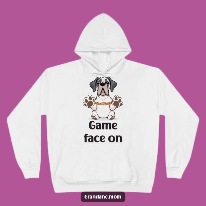 Cozy Funny Grand Dane Hoodie: Tug-of-War Ready, Warm Playful Dog Lover Gift