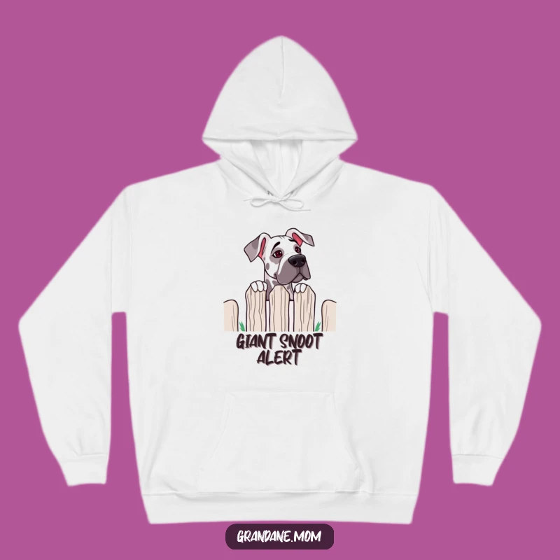 Funny Grand Dane Fence Peek Hoodie: Cozy Canine Curiosity for Everyday Gift