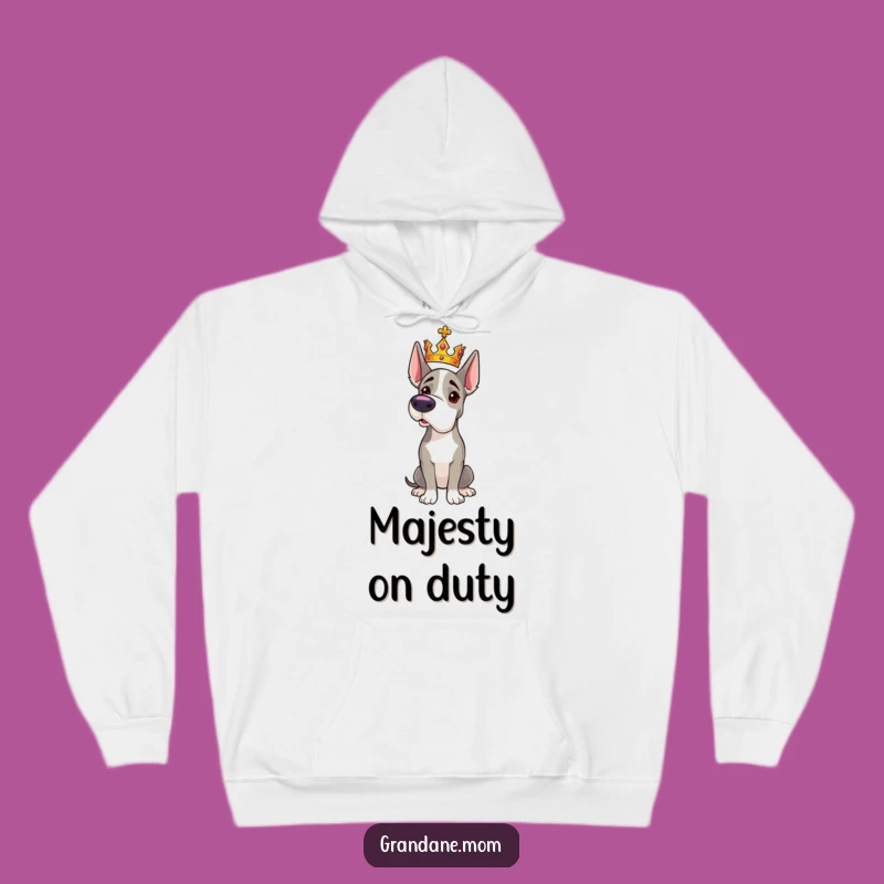 Funny Grand Dane Crown Hoodie: Majestic Dog Pose Comfort, Royal Gift