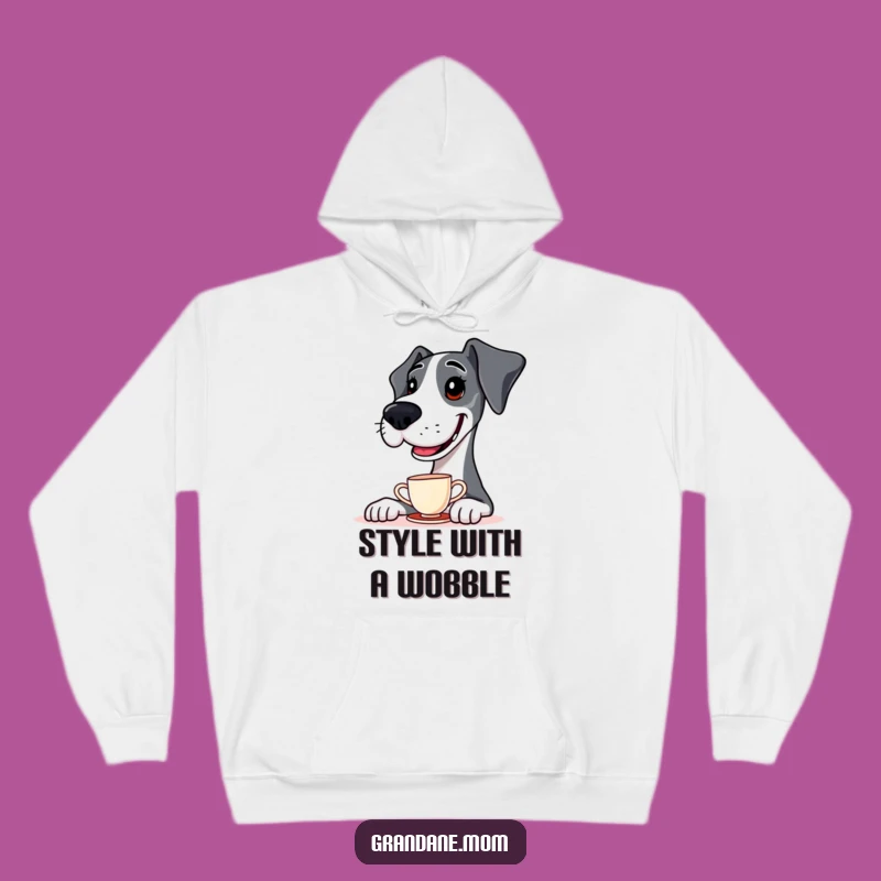 Cozy Funny Great Dane Teacup Nose Balance Hoodie for Ultimate Comfort