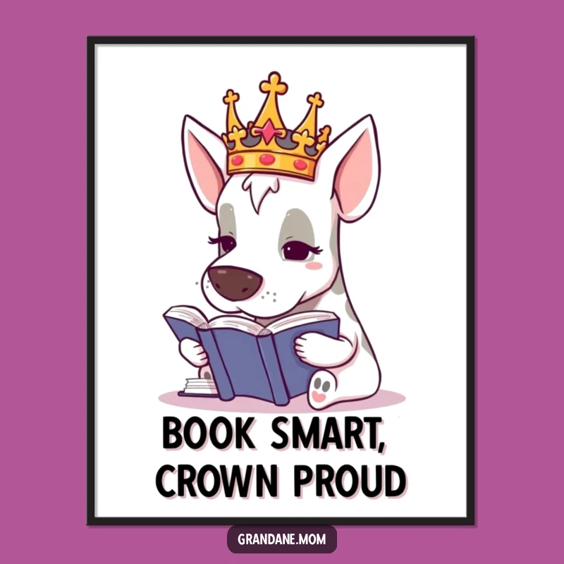 Free Printable Grand Dane Wall Art: Crowned Scholar, Funny Downloadable Decor