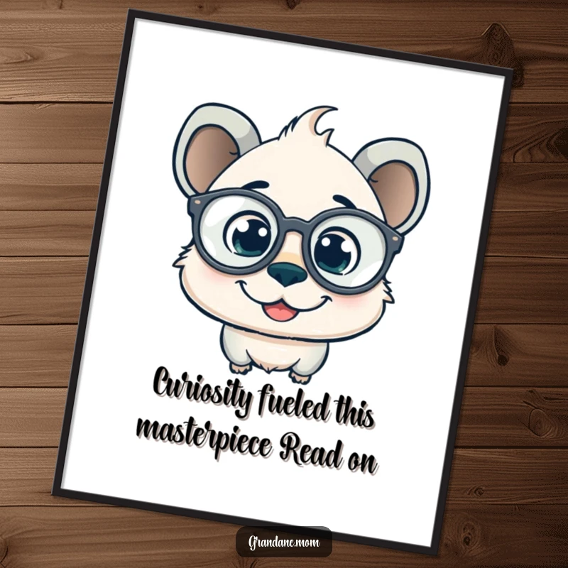 Funny Free Printable Wall Art: A smiling daniff peers through comically oversized spectacles with a curious, intelligent gaze.