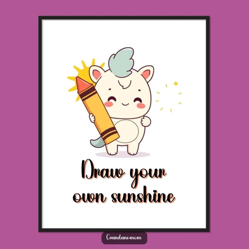 Free Printable Funny Daniff Wall Art: Crayon Sun Drawing Decor