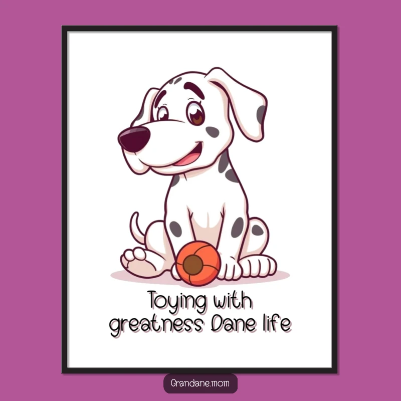 Free Printable Grand Dane Wall Art: Playful Dog, Funny Downloadable Decor for Dog Lovers.