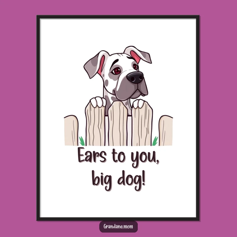 Free Printable Wall Art: Grand Dane Peek Funny Dog Decor Downloadable Art