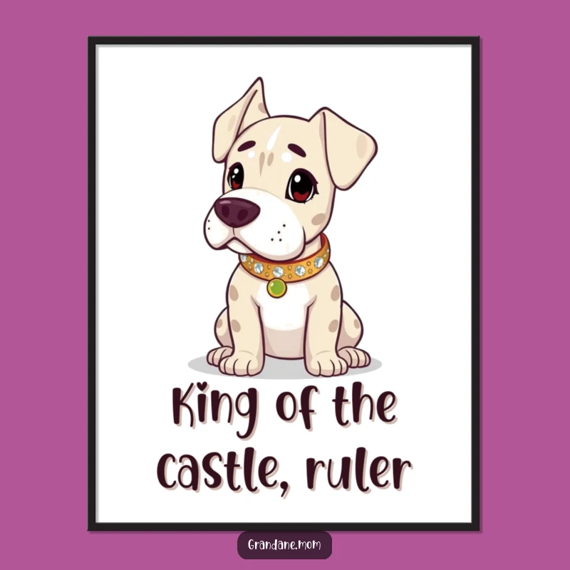 Free Printable Wall Art: Regal Dane Sparkle Art, Funny Royal Dog Downloadable Decor
