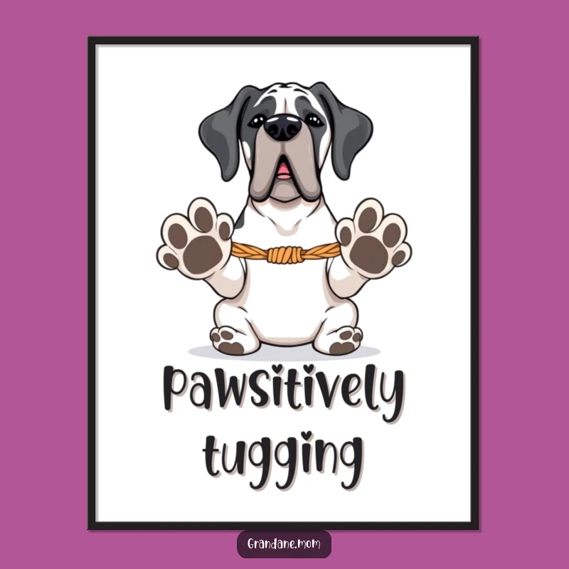 Funny Free Printable Wall Art: Grand Dane Tug-of-War, Downloadable Decor