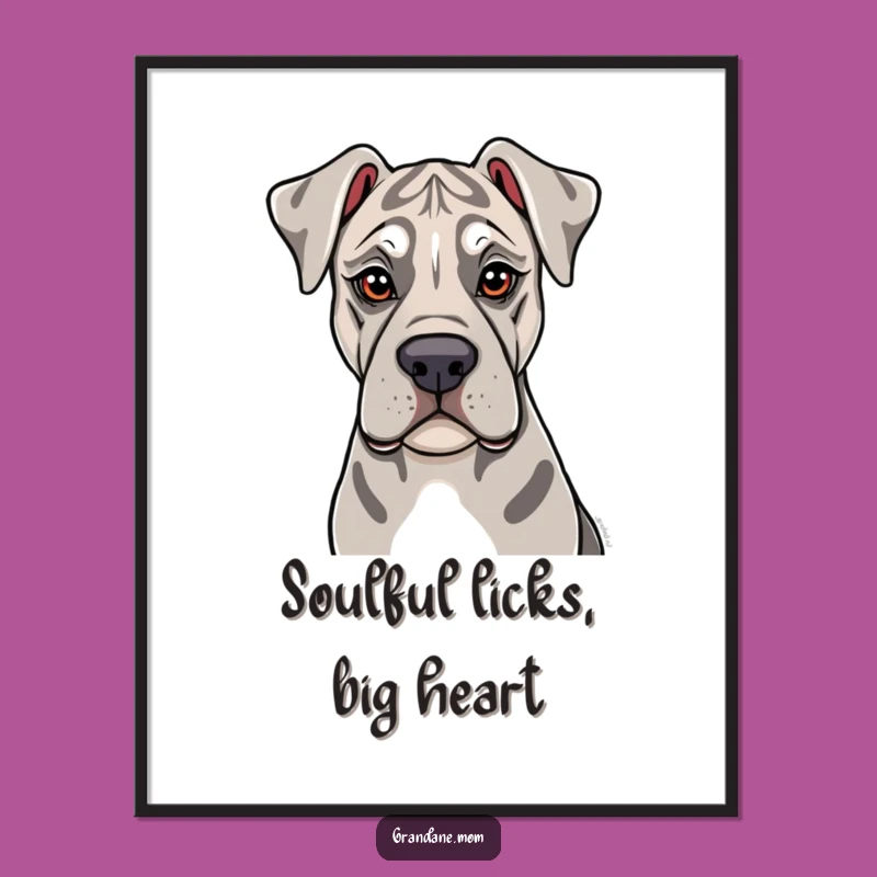 Free Printable Wall Art: Sweet Grand Dane lick funny downloadable art for heartwarming decor