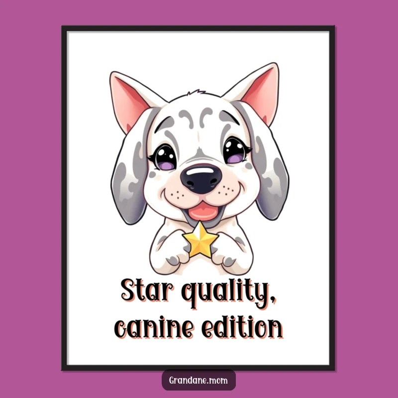 Free Printable Wall Art: Funny Grand Dane Holding Star Downloadable Decor