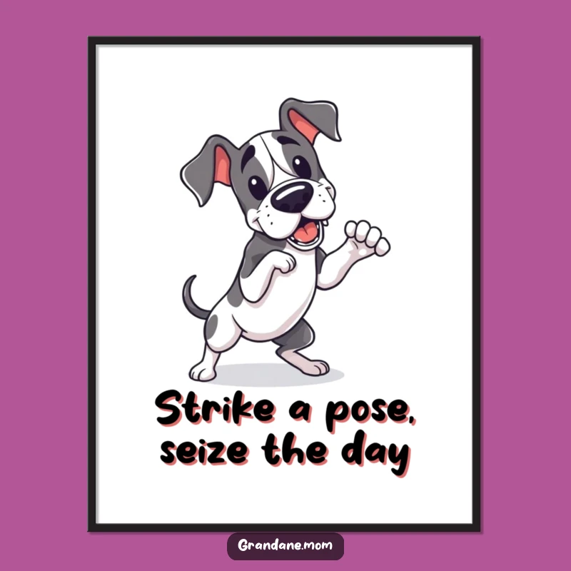 Free Printable Wall Art: Kawaii Great Dane Pose Dog Decor Downloadable Art