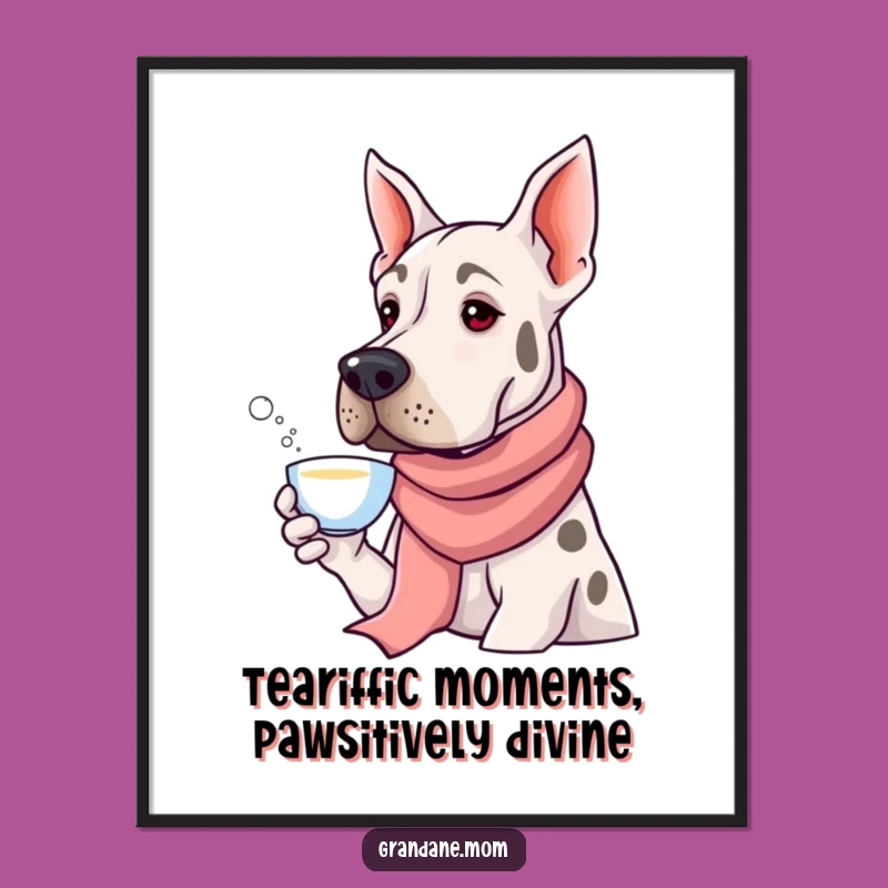 Free Printable Grand Dane Wall Art: Elegant Tea Sipper, Funny Dog Downloadable Art