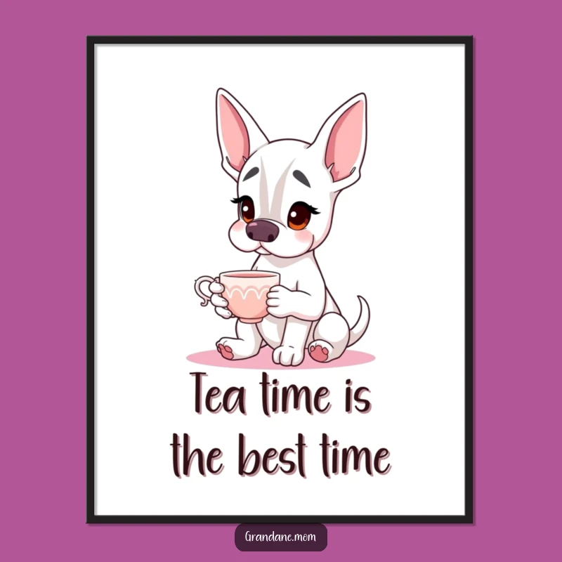 Free Printable Grand Dane Teacup Art - Humorous Downloadable Decor for Dog Lovers!